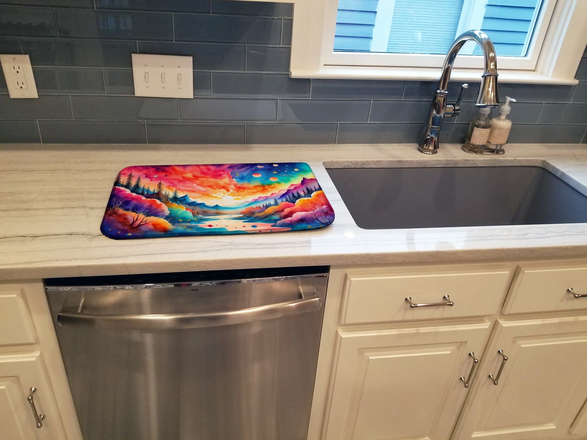 Amaranths in Color Dish Drying Mat Absorbent Dish Drying Mat Pad for Kitchen Counter Dish Drainer Mat for Countertop, 14 x 21", Multicolor