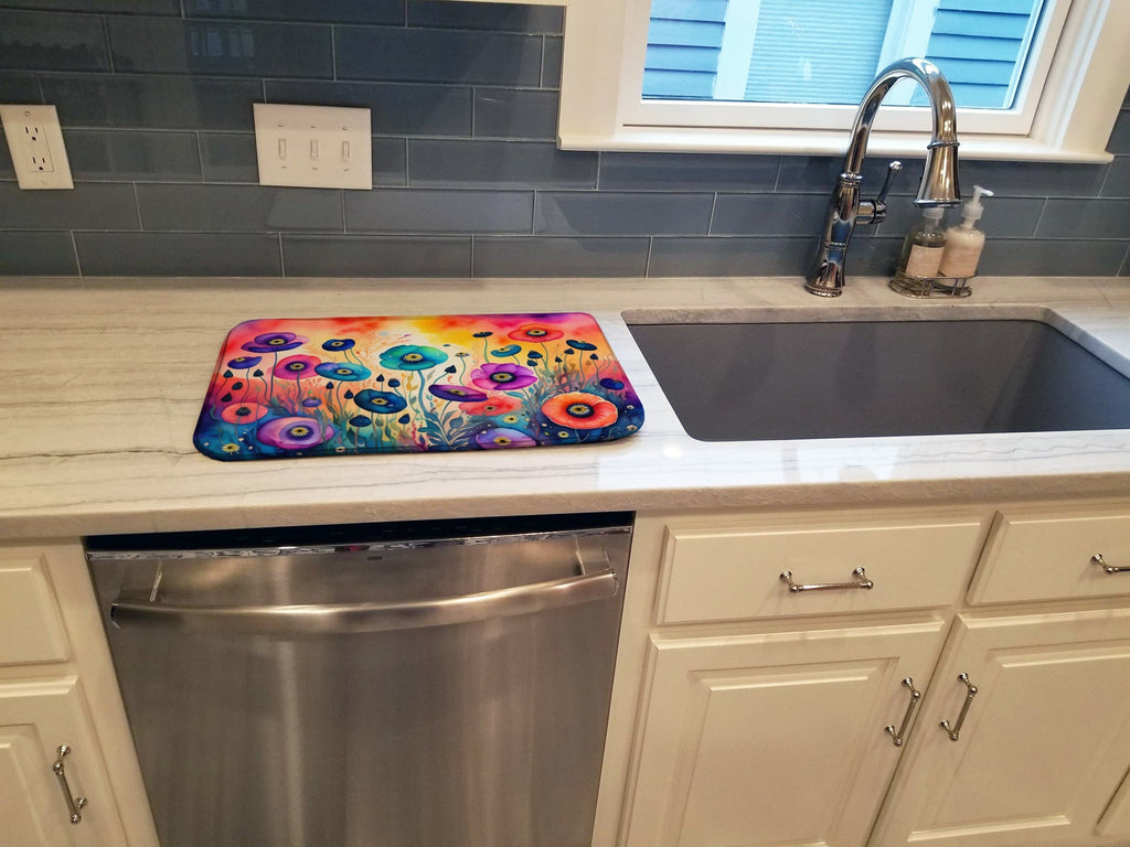 Anemones in Color Dish Drying Mat Absorbent Dish Drying Mat Pad for Kitchen Counter Dish Drainer Mat for Countertop, 14 x 21", Multicolor
