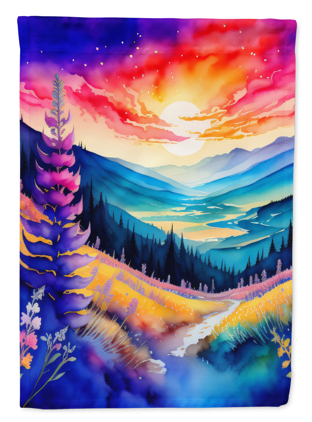 Annual Larkspur in Color House Flag 28x40 Porch Sleeve Pole Decorative Outside Yard Banner Artwork Wall Hanging, Polyester