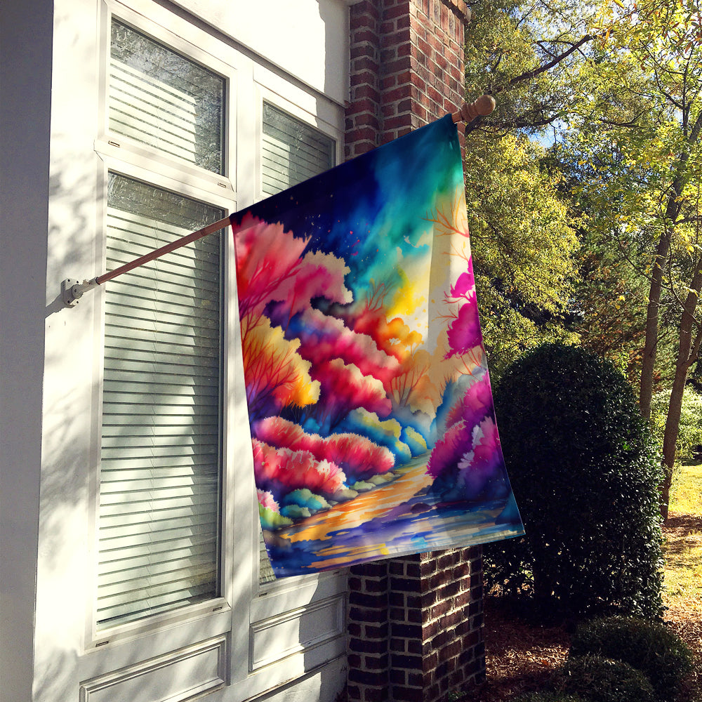 Azaleas in Color House Flag 28x40 Porch Sleeve Pole Decorative Outside Yard Banner Artwork Wall Hanging, Polyester