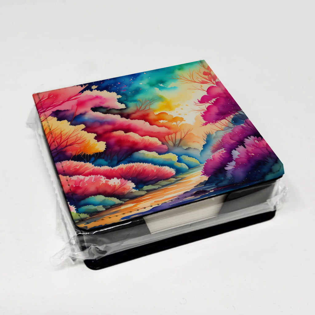 Azaleas in Color PU Leather Note Paper Holder with Artist-Designed Cover, Desk Accessory, Office Gift