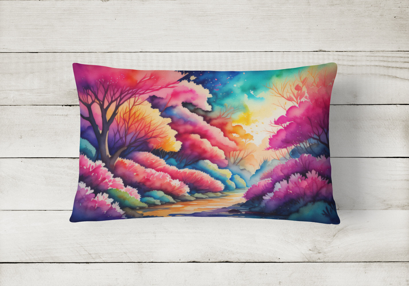 Azaleas in Color Decorative Throw Pillow 12x16 Indoor Outdoor Accent Cushion, Fabric Cover with Insert for Sofa, Bed, Porch & Living Room