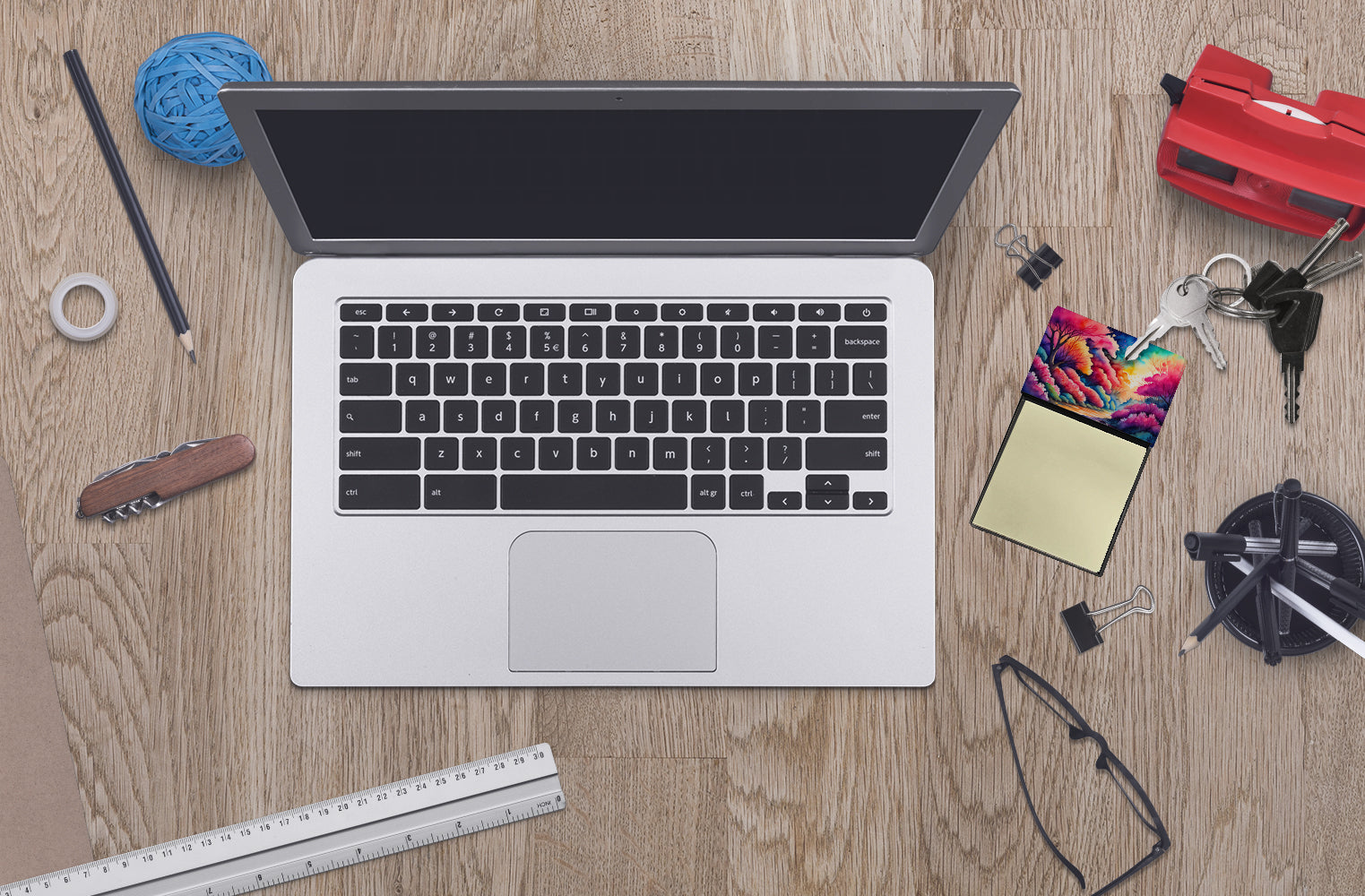 Azaleas in Color Watercolor Sticky Note Holder Refillable Dispenser Desk Accessory 3x3 Pad Gift