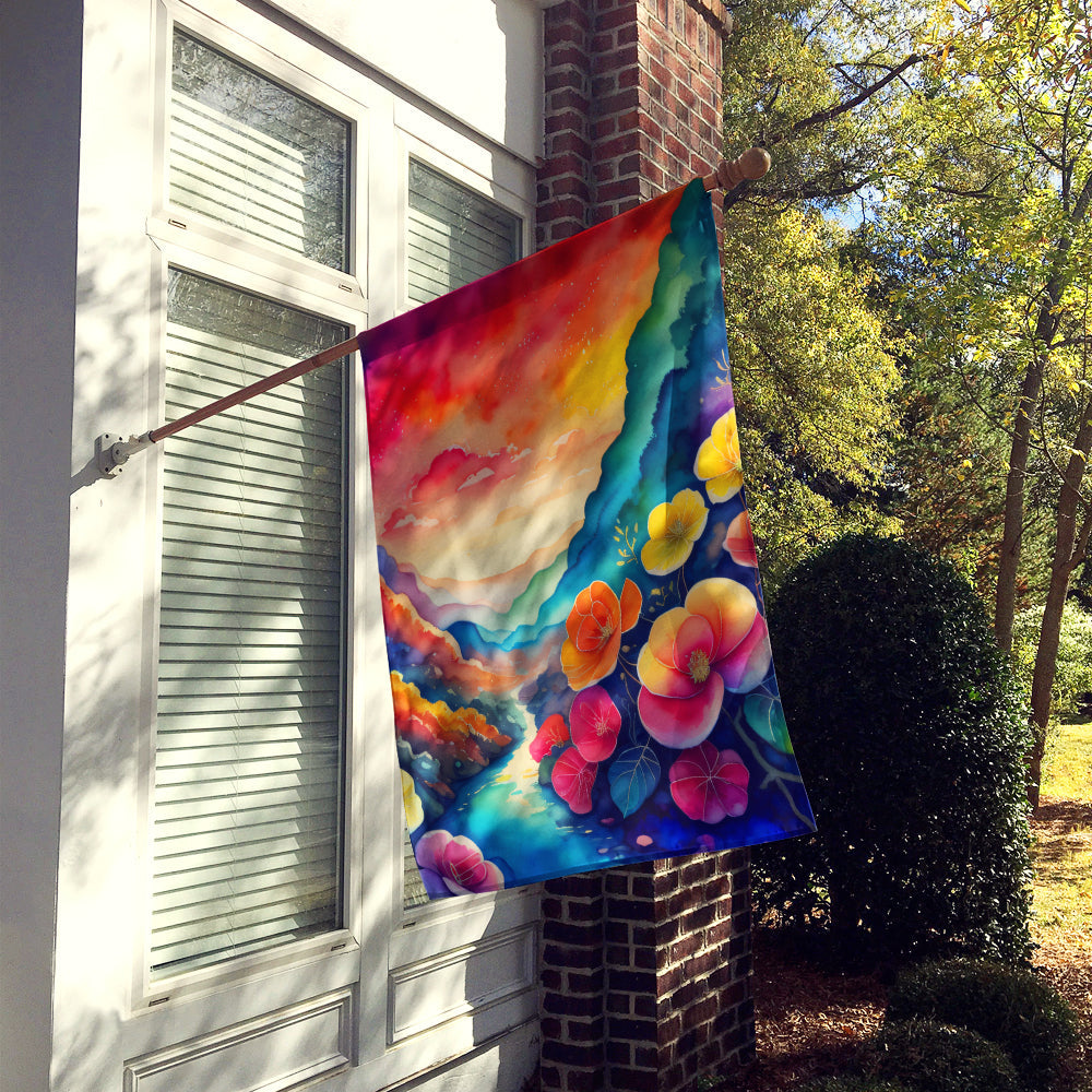 Begonias in Color House Flag 28x40 Porch Sleeve Pole Decorative Outside Yard Banner Artwork Wall Hanging, Polyester