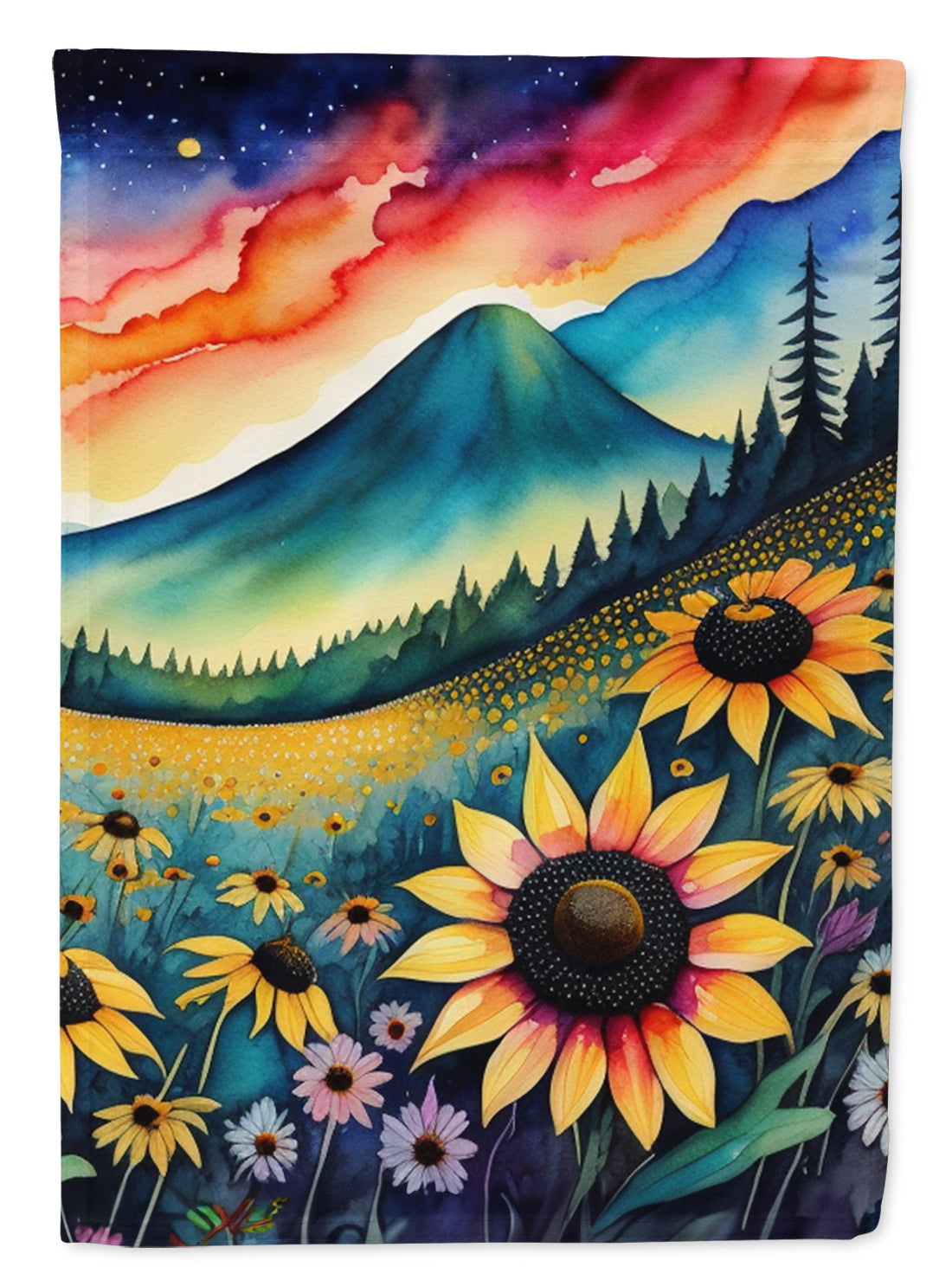 Black-eyed Susans in Color House Flag 28x40 Porch Sleeve Pole Decorative Outside Yard Banner Artwork Wall Hanging, Polyester