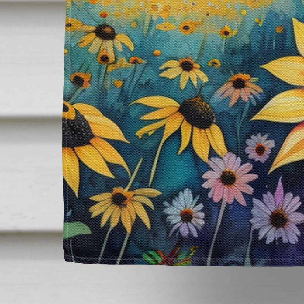 Black-eyed Susans in Color House Flag 28x40 Porch Sleeve Pole Decorative Outside Yard Banner Artwork Wall Hanging, Polyester