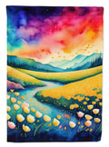 Buttercups in Color House Flag 28x40 Porch Sleeve Pole Decorative Outside Yard Banner Artwork Wall Hanging, Polyester