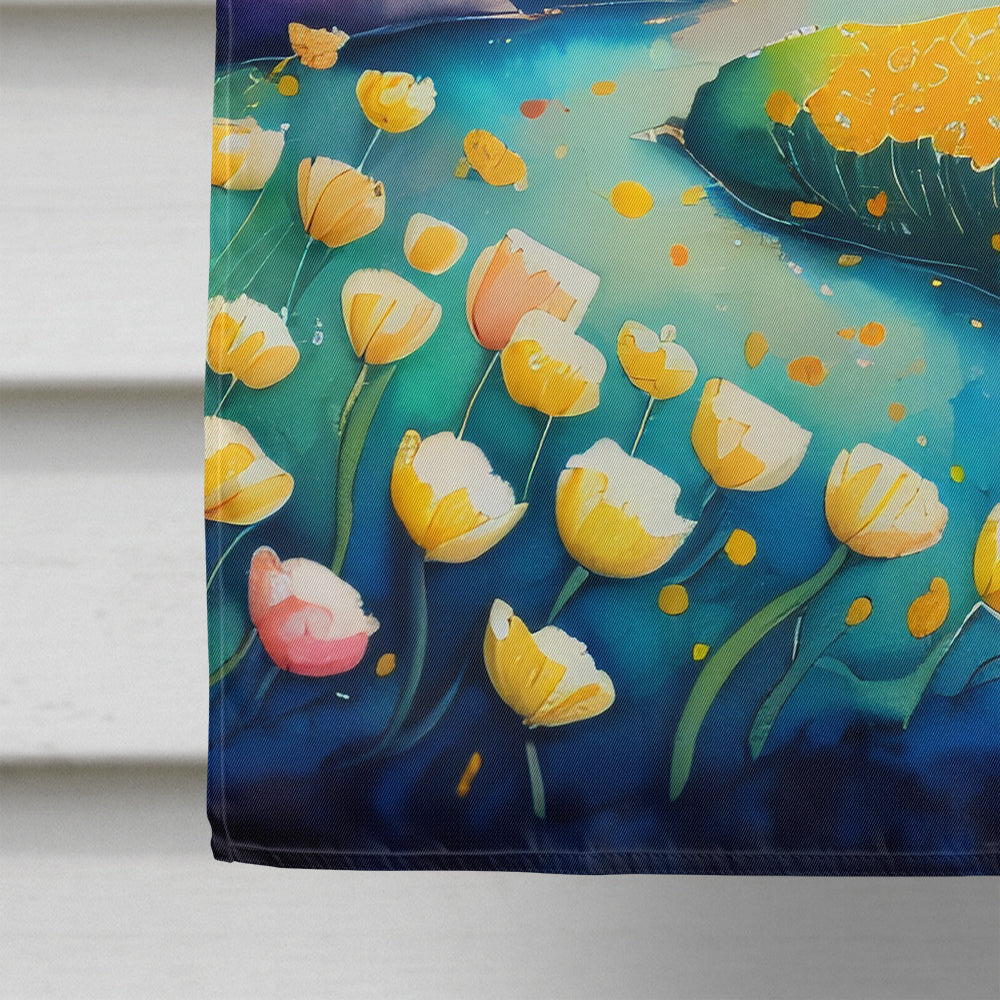 Buttercups in Color House Flag 28x40 Porch Sleeve Pole Decorative Outside Yard Banner Artwork Wall Hanging, Polyester