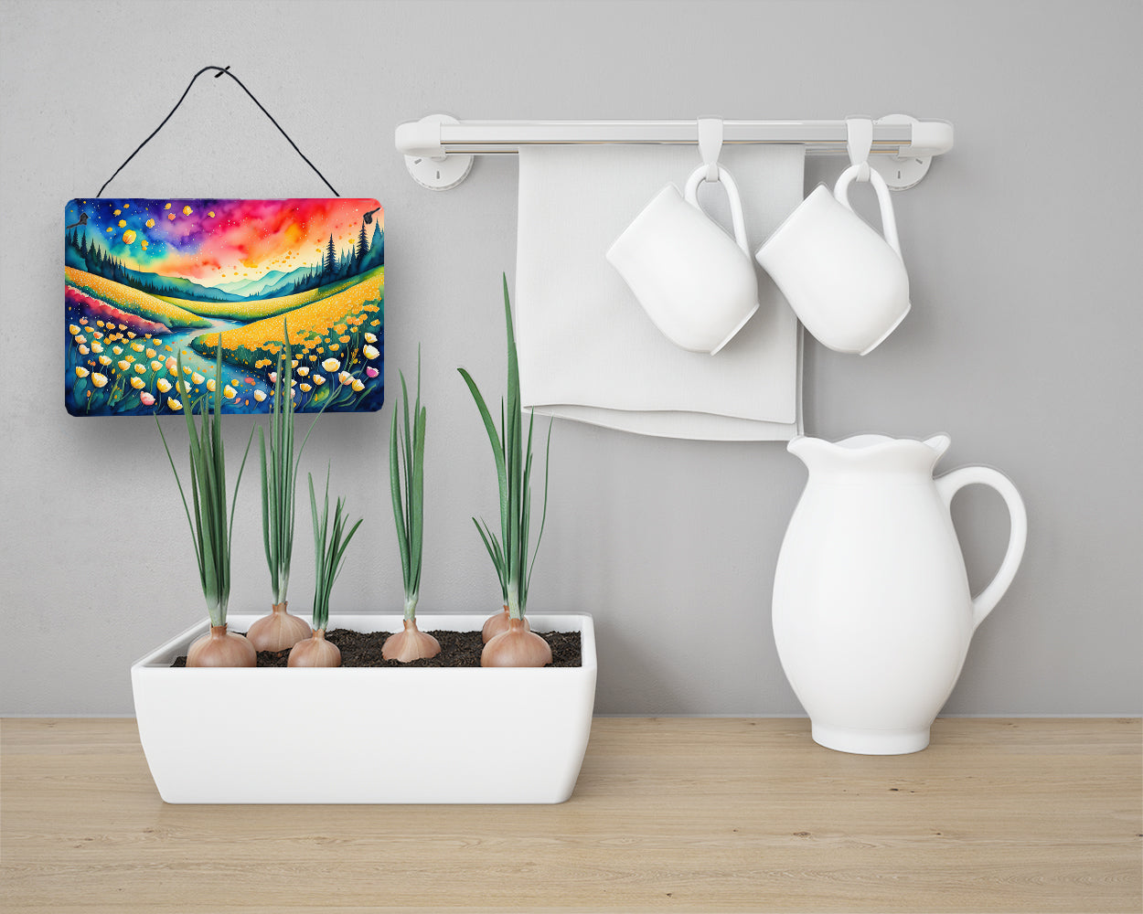 Buttercups in Color Wall or Door Hanging Prints Aluminum Metal Sign Kitchen Wall Bar Bathroom Plaque Home Decor, 8HX12W, Multicolor