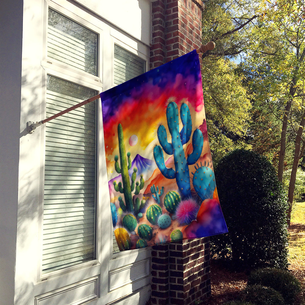 Cactus in Color House Flag 28x40 Porch Sleeve Pole Decorative Outside Yard Banner Artwork Wall Hanging, Polyester