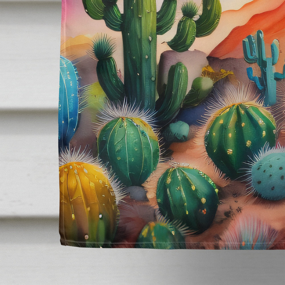 Cactus in Color House Flag 28x40 Porch Sleeve Pole Decorative Outside Yard Banner Artwork Wall Hanging, Polyester