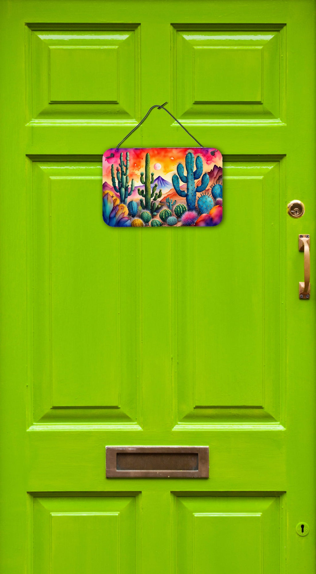 Cactus in Color Wall or Door Hanging Prints Aluminum Metal Sign Kitchen Wall Bar Bathroom Plaque Home Decor, 8HX12W, Multicolor
