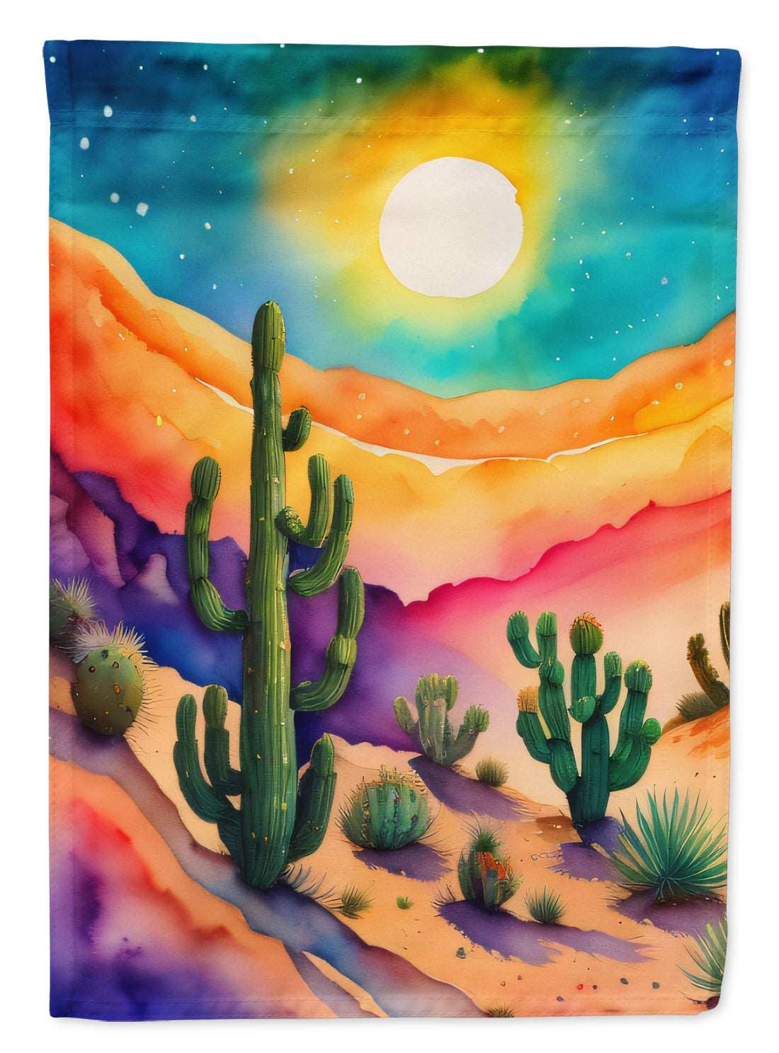 Cactus in Color House Flag 28x40 Porch Sleeve Pole Decorative Outside Yard Banner Artwork Wall Hanging, Polyester