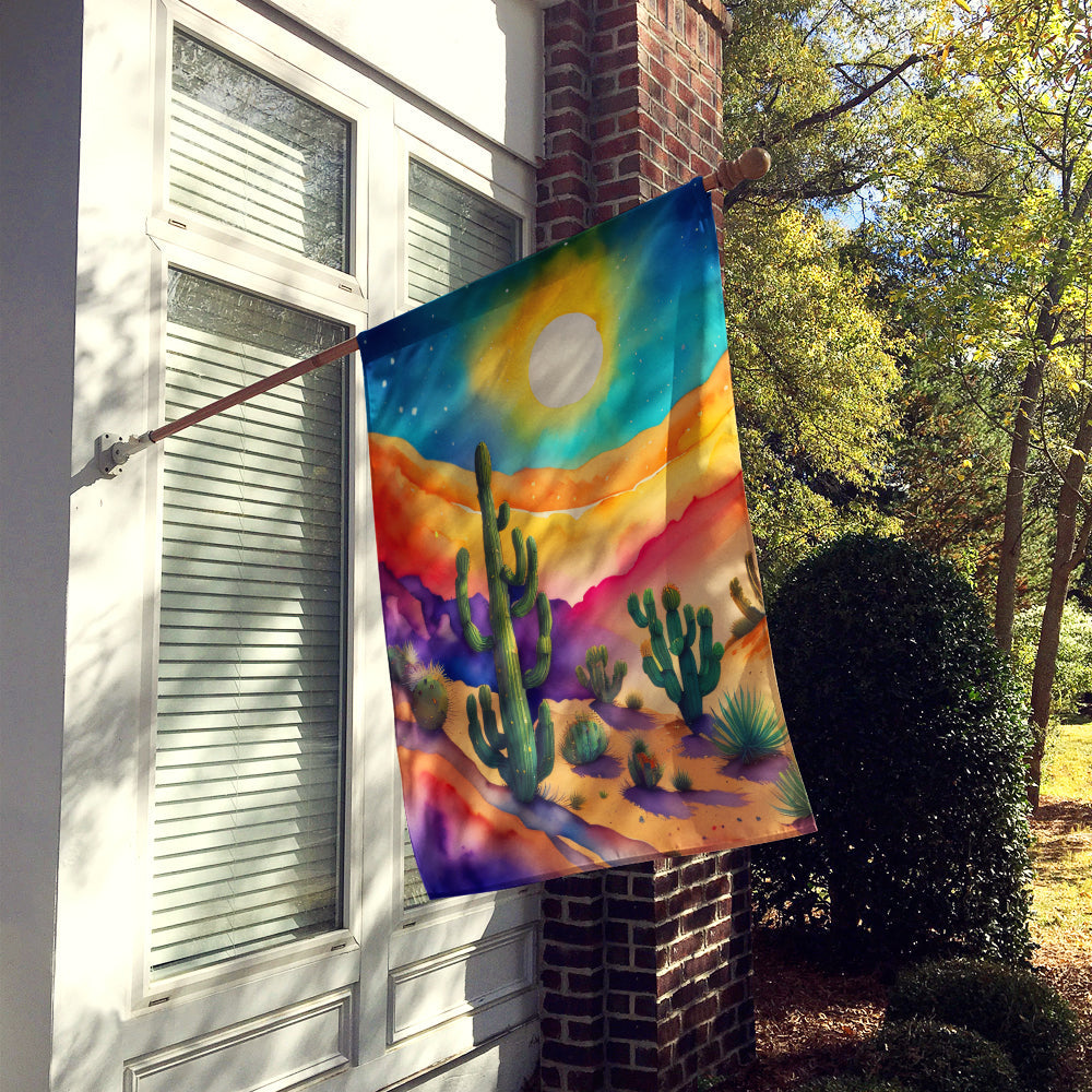 Cactus in Color House Flag 28x40 Porch Sleeve Pole Decorative Outside Yard Banner Artwork Wall Hanging, Polyester