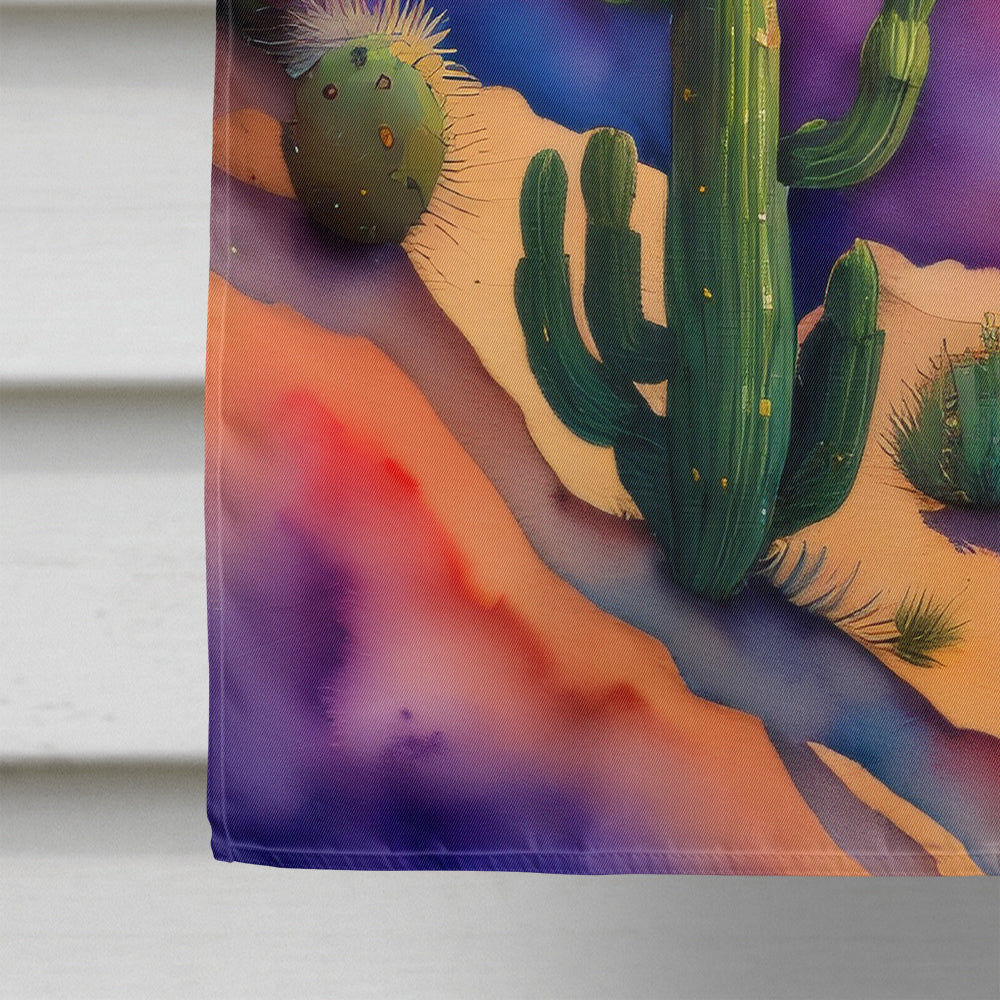 Cactus in Color House Flag 28x40 Porch Sleeve Pole Decorative Outside Yard Banner Artwork Wall Hanging, Polyester