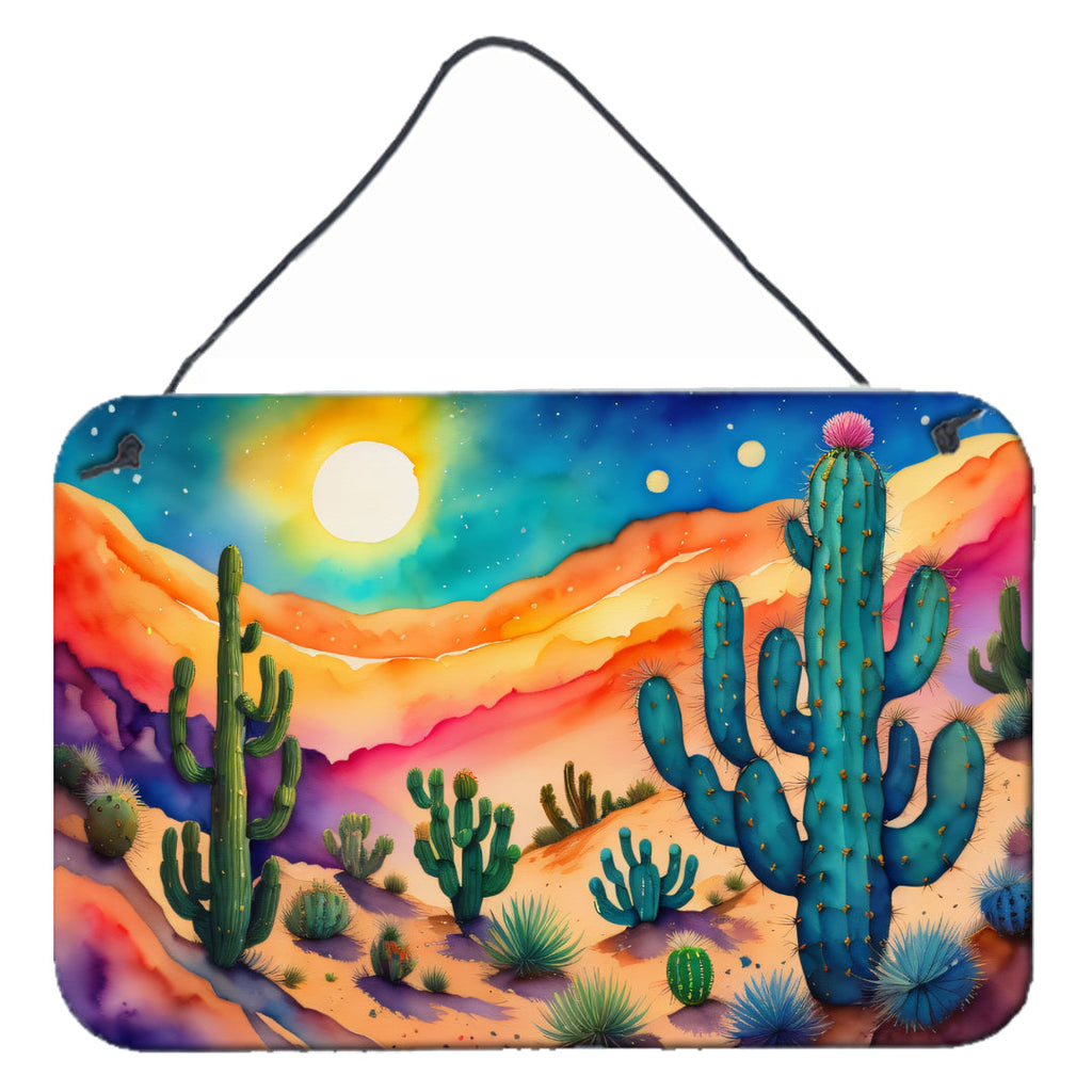 Cactus in Color Wall or Door Hanging Prints Aluminum Metal Sign Kitchen Wall Bar Bathroom Plaque Home Decor, 8HX12W, Multicolor