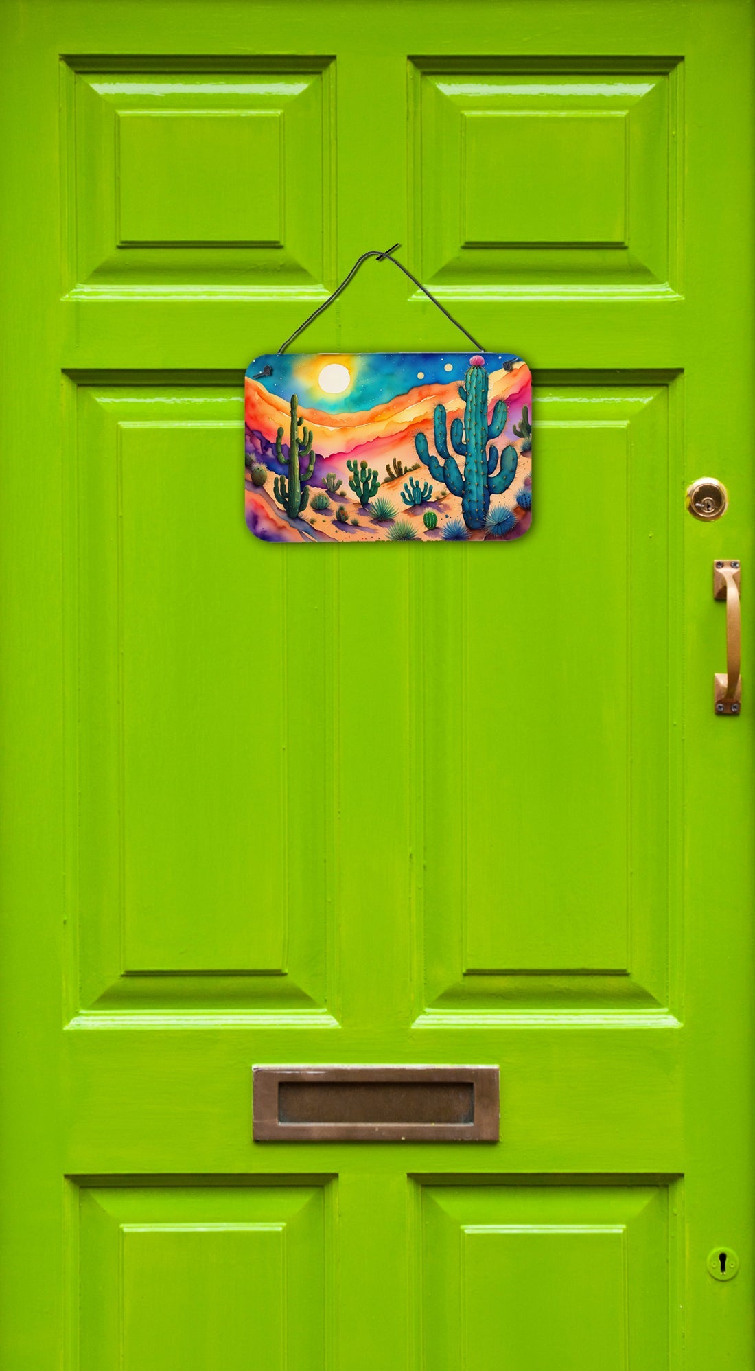 Cactus in Color Wall or Door Hanging Prints Aluminum Metal Sign Kitchen Wall Bar Bathroom Plaque Home Decor, 8HX12W, Multicolor