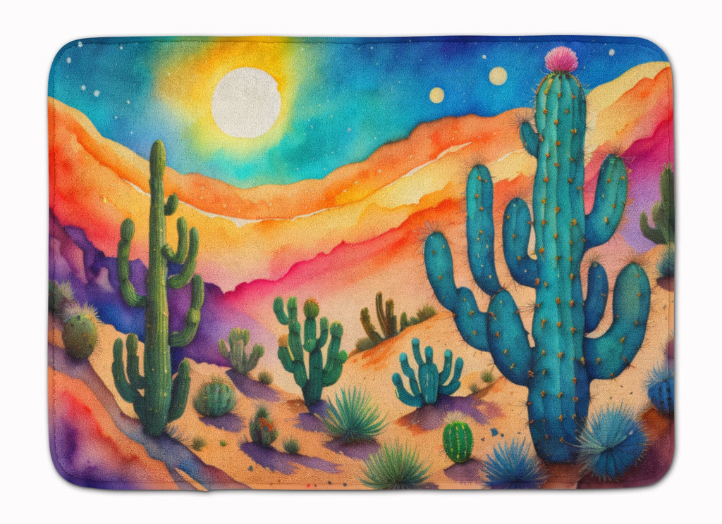 Cactus in Color Memory Foam Kitchen Mat Machine Washable Anti-Fatigue Cushion Comfort Bath or Kitchen Rug