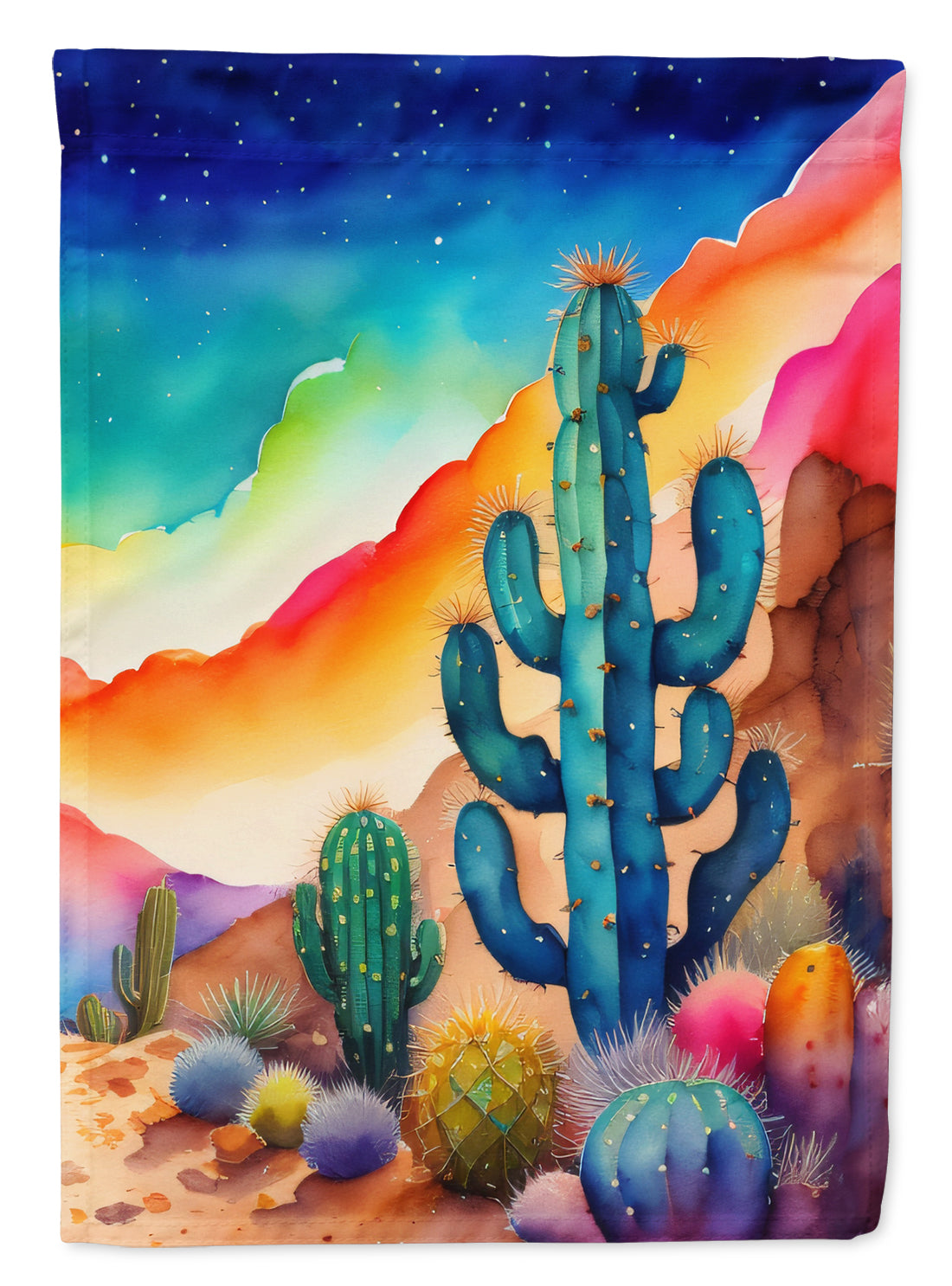 Cactus in Color House Flag 28x40 Porch Sleeve Pole Decorative Outside Yard Banner Artwork Wall Hanging, Polyester