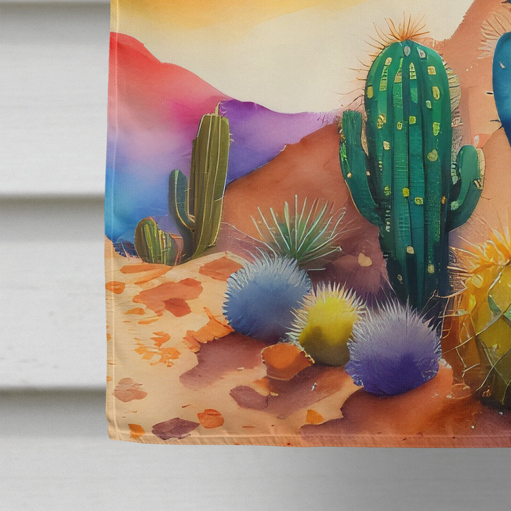 Cactus in Color House Flag 28x40 Porch Sleeve Pole Decorative Outside Yard Banner Artwork Wall Hanging, Polyester