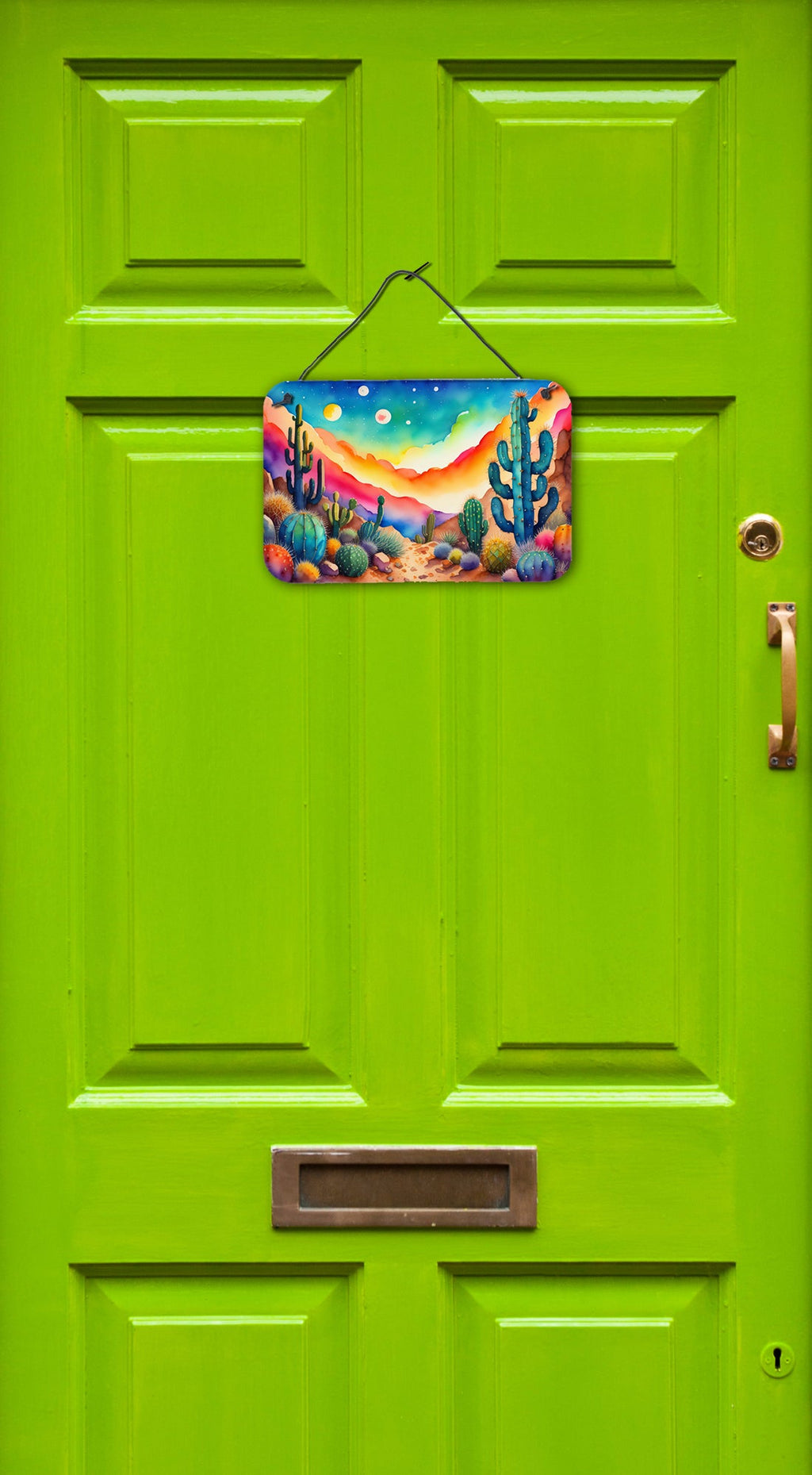 Cactus in Color Wall or Door Hanging Prints Aluminum Metal Sign Kitchen Wall Bar Bathroom Plaque Home Decor, 8HX12W, Multicolor