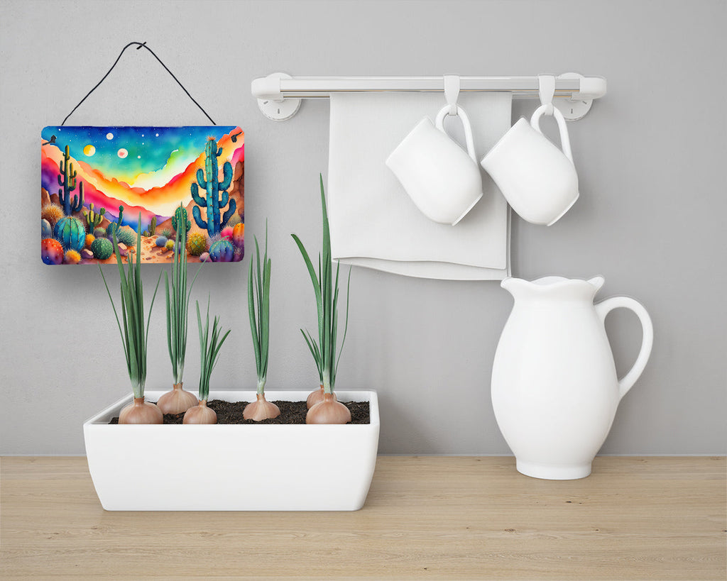 Cactus in Color Wall or Door Hanging Prints Aluminum Metal Sign Kitchen Wall Bar Bathroom Plaque Home Decor, 8HX12W, Multicolor