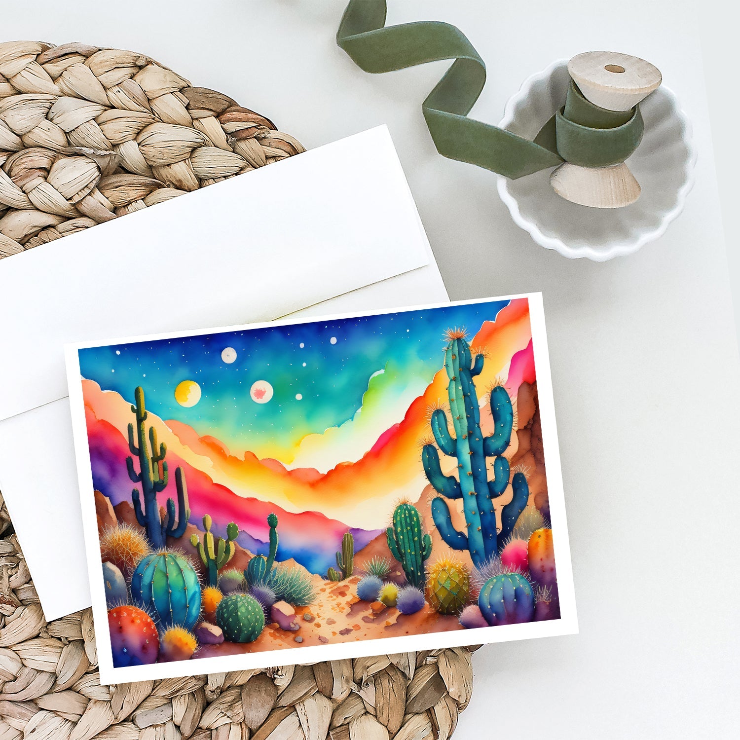 Cactus in Color Greeting Cards Pack of 8 Blank Cards with Envelopes Whimsical A7 Size 5x7