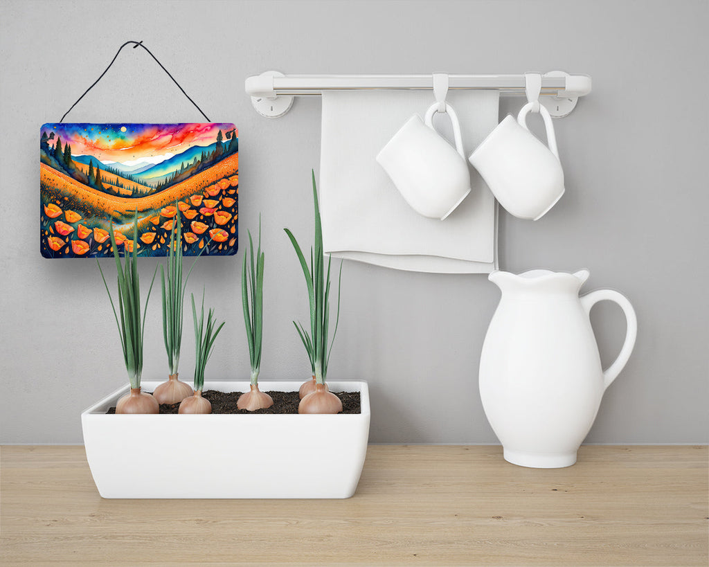California Poppies in Color Wall or Door Hanging Prints Aluminum Metal Sign Kitchen Wall Bar Bathroom Plaque Home Decor, 8HX12W, Multicolor