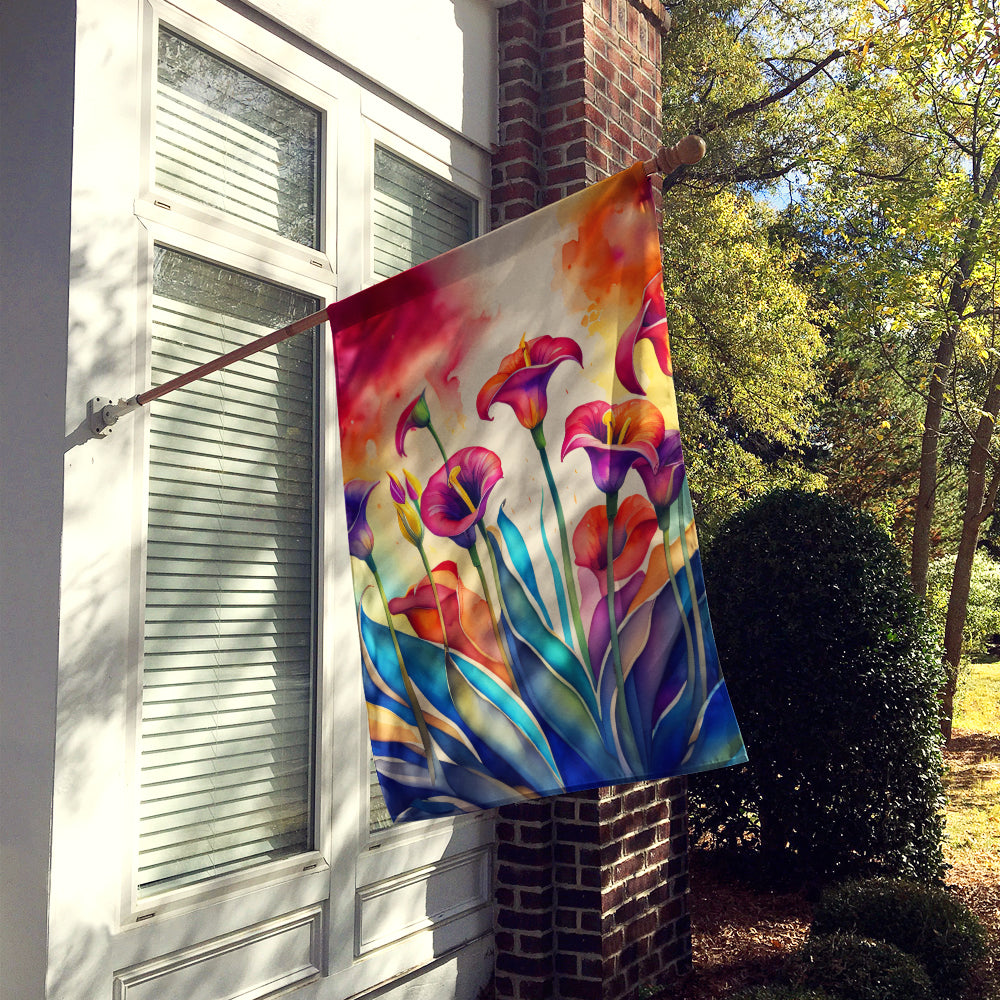 Calla Lilies in Color House Flag 28x40 Porch Sleeve Pole Decorative Outside Yard Banner Artwork Wall Hanging, Polyester