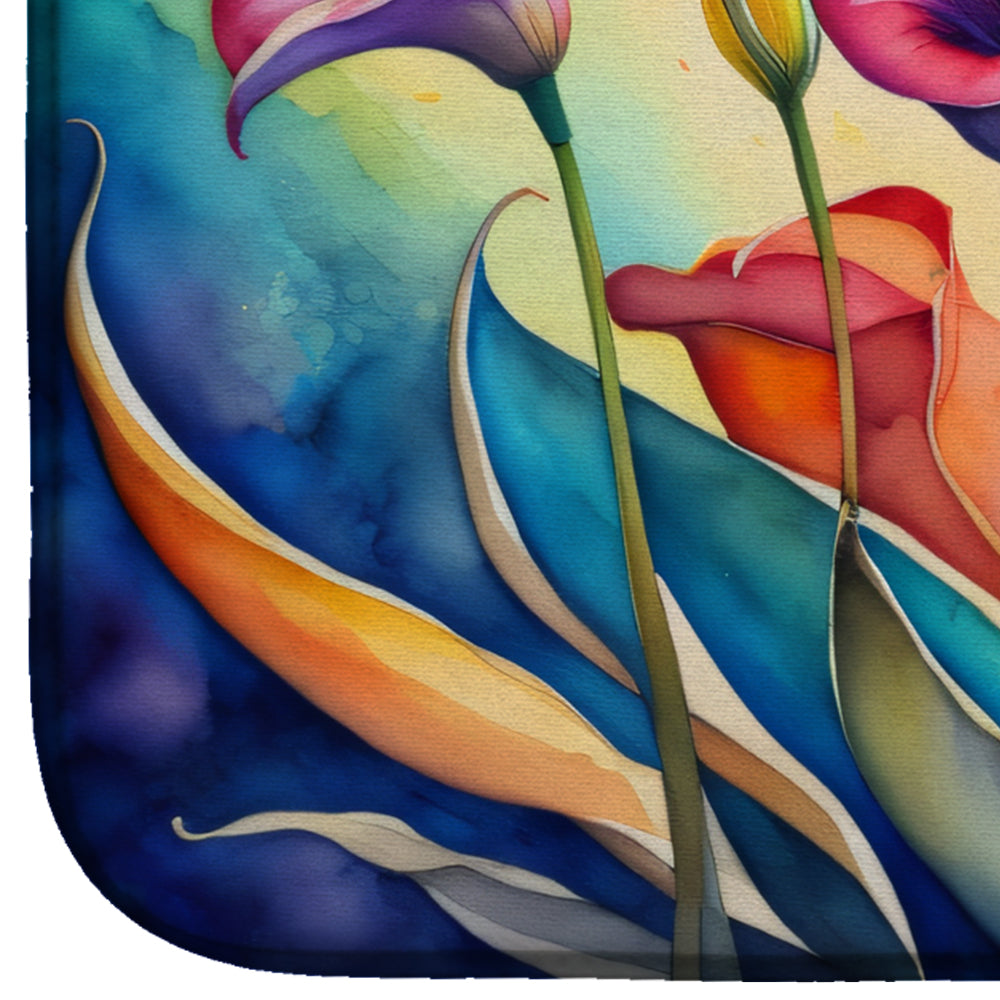Calla Lilies in Color Dish Drying Mat Absorbent Dish Drying Mat Pad for Kitchen Counter Dish Drainer Mat for Countertop, 14 x 21", Multicolor