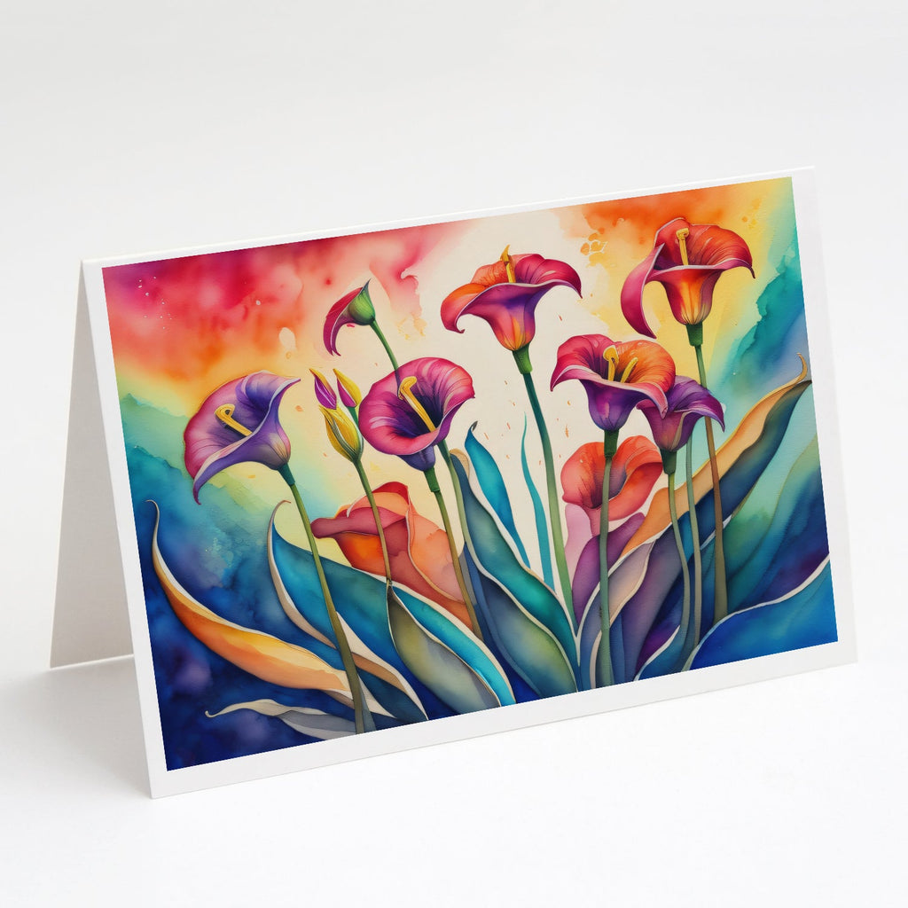 Calla Lilies in Color Greeting Cards Pack of 8 Blank Cards with Envelopes Whimsical A7 Size 5x7