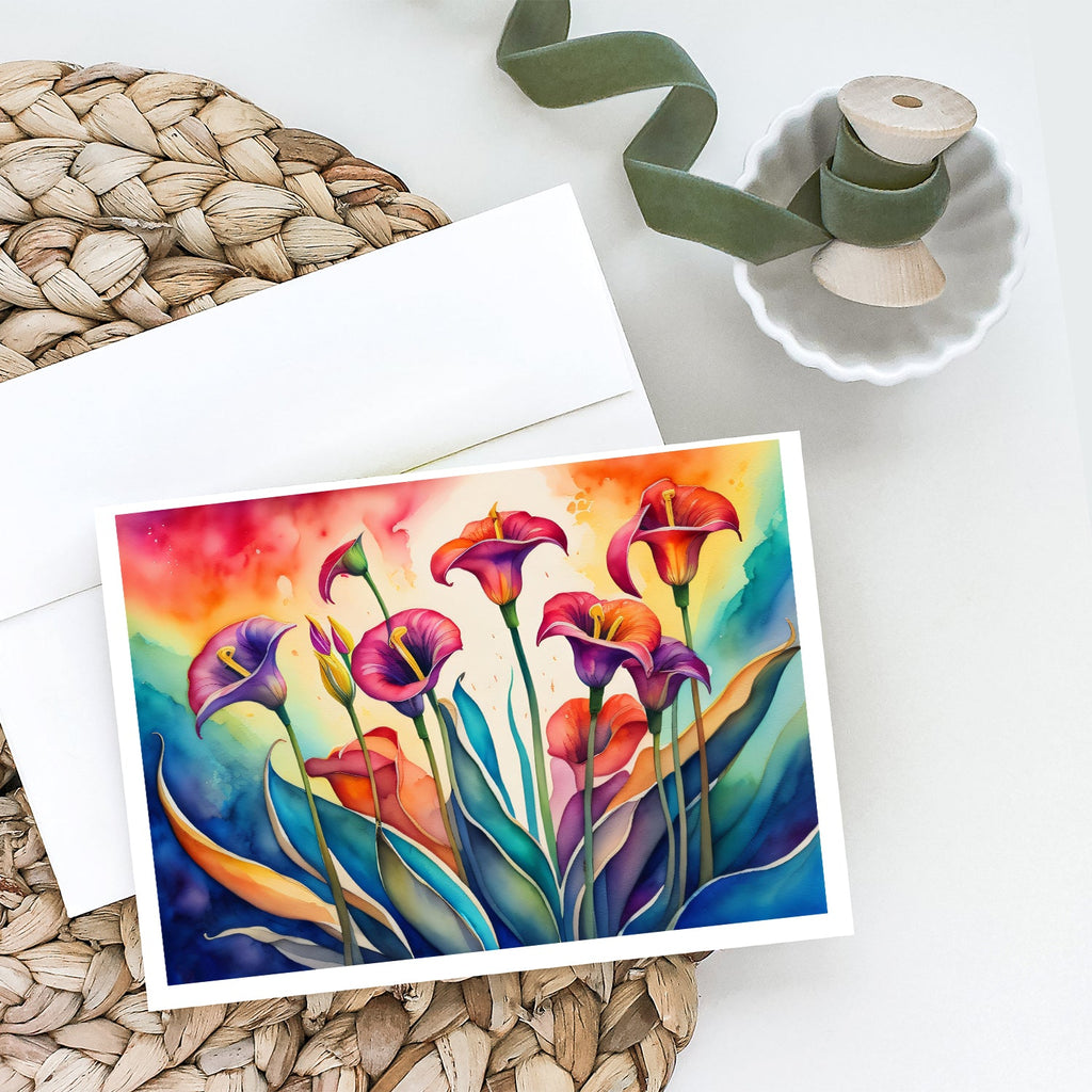 Calla Lilies in Color Greeting Cards Pack of 8 Blank Cards with Envelopes Whimsical A7 Size 5x7