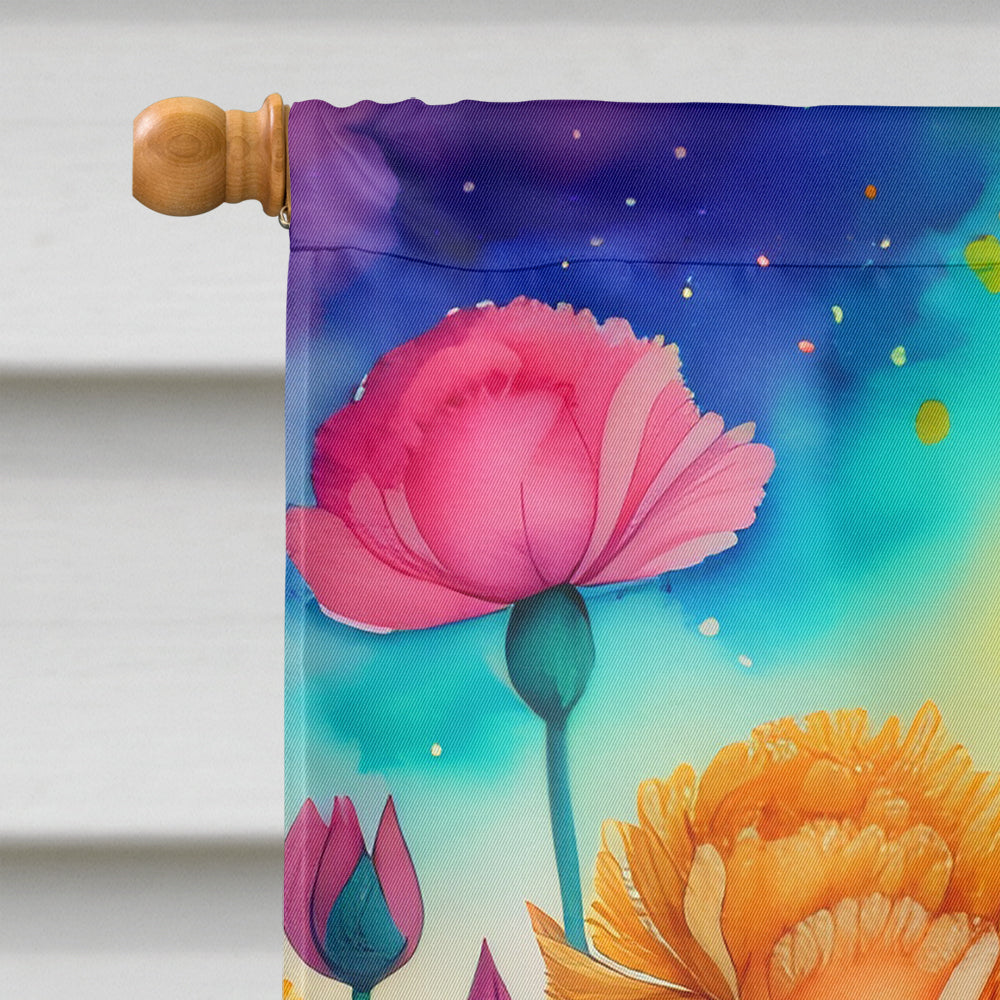 Carnations in Color House Flag 28x40 Porch Sleeve Pole Decorative Outside Yard Banner Artwork Wall Hanging, Polyester