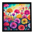 Carnations in Color Framed Metal Print Bathroom, Kitchen, Office, Home Decor Wall Art Ready to Hang, Square, 8X8