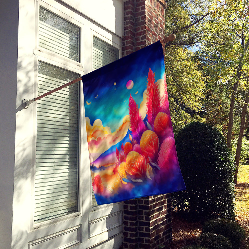 Celosia in Color House Flag 28x40 Porch Sleeve Pole Decorative Outside Yard Banner Artwork Wall Hanging, Polyester