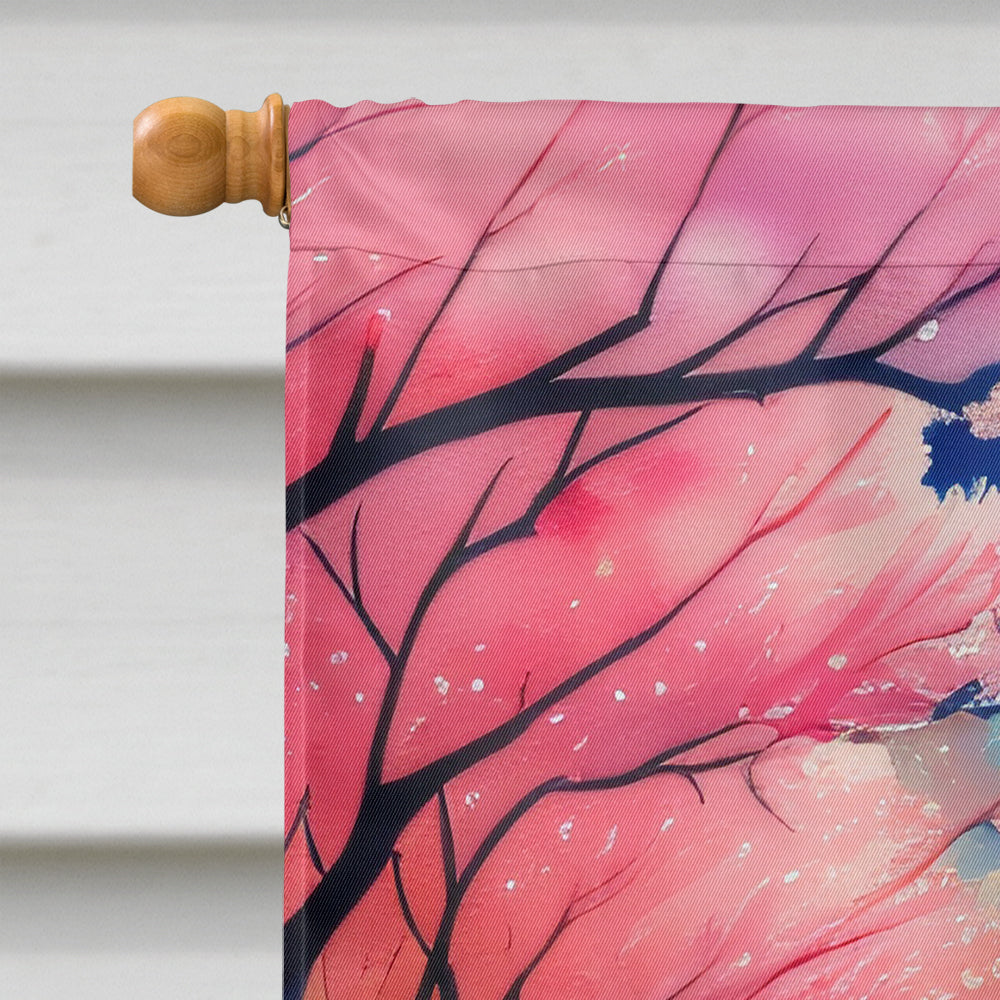 Cherry Blossom in Color House Flag 28x40 Porch Sleeve Pole Decorative Outside Yard Banner Artwork Wall Hanging, Polyester