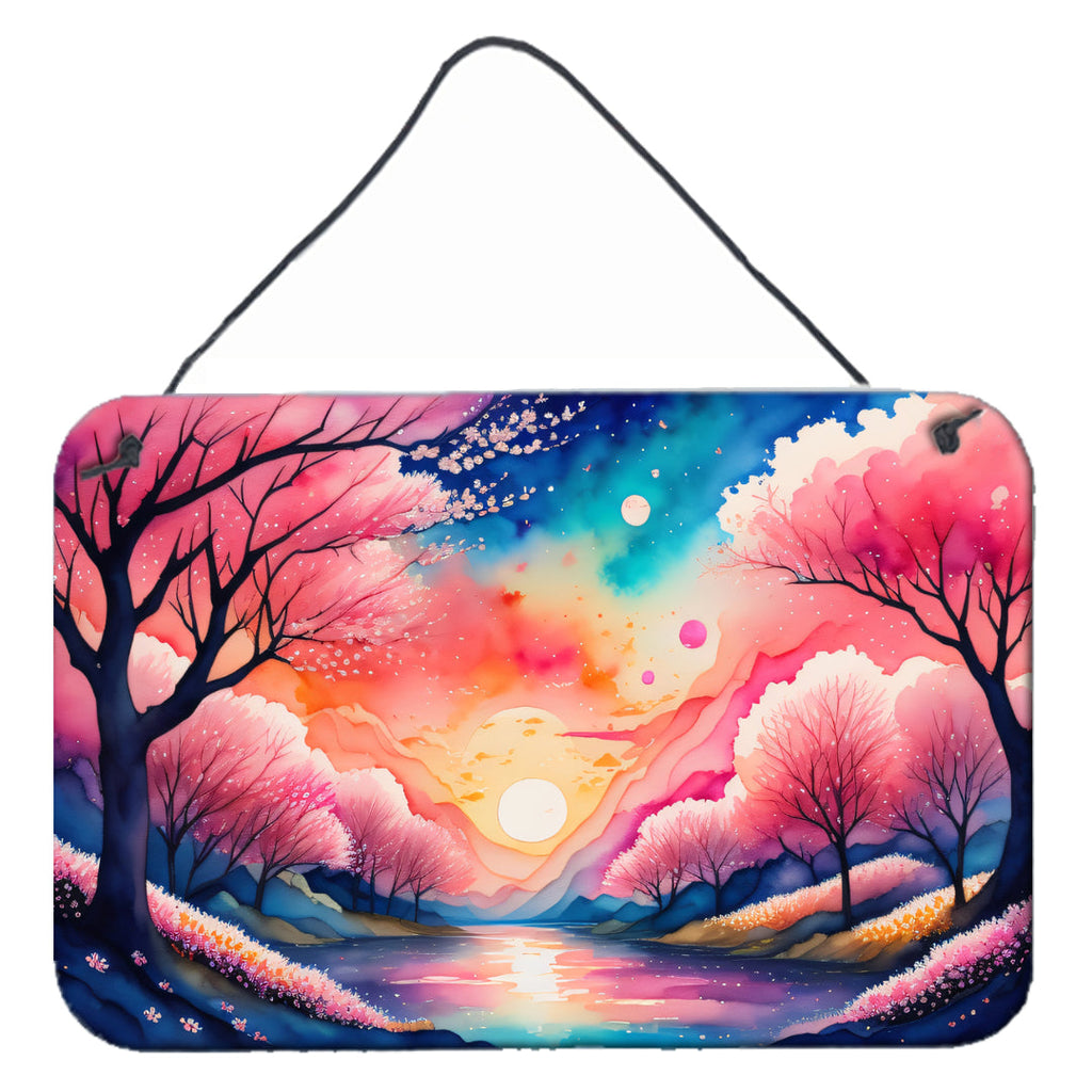 Cherry Blossom in Color Wall or Door Hanging Prints Aluminum Metal Sign Kitchen Wall Bar Bathroom Plaque Home Decor, 8HX12W, Multicolor