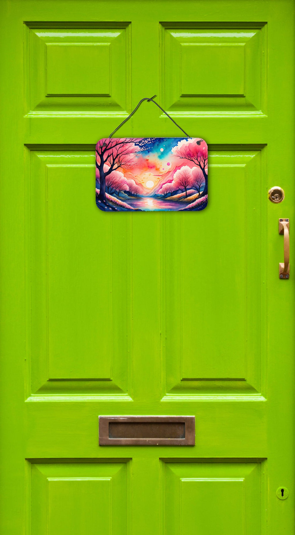 Cherry Blossom in Color Wall or Door Hanging Prints Aluminum Metal Sign Kitchen Wall Bar Bathroom Plaque Home Decor, 8HX12W, Multicolor