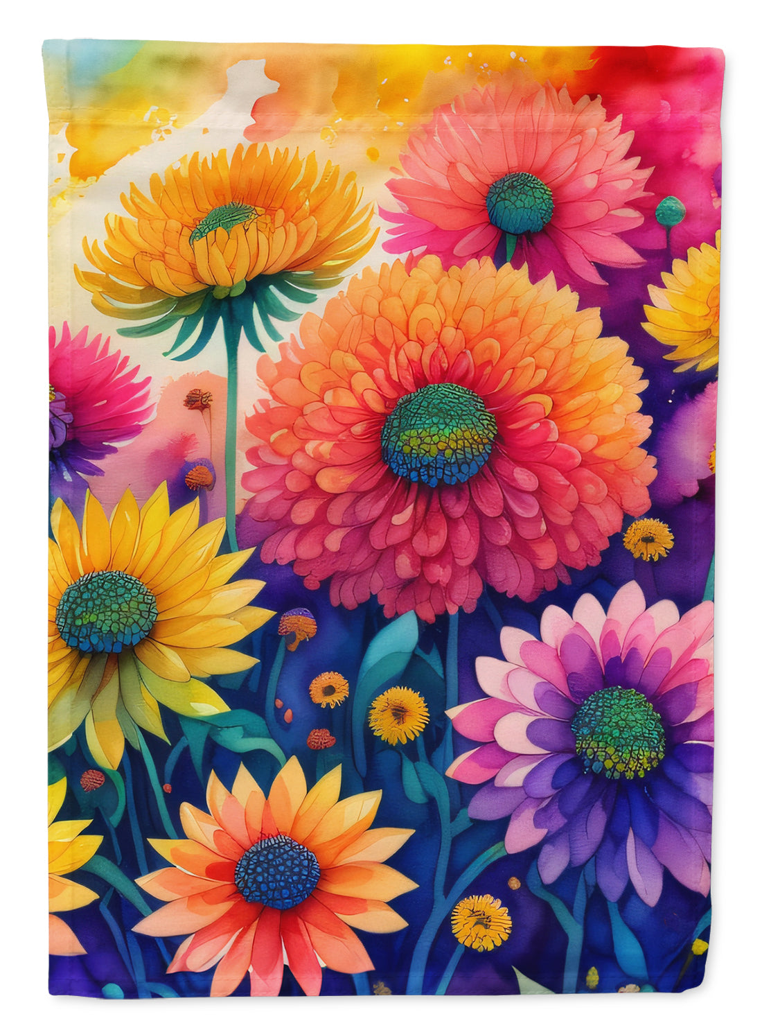 Chrysanthemums in Color House Flag 28x40 Porch Sleeve Pole Decorative Outside Yard Banner Artwork Wall Hanging, Polyester