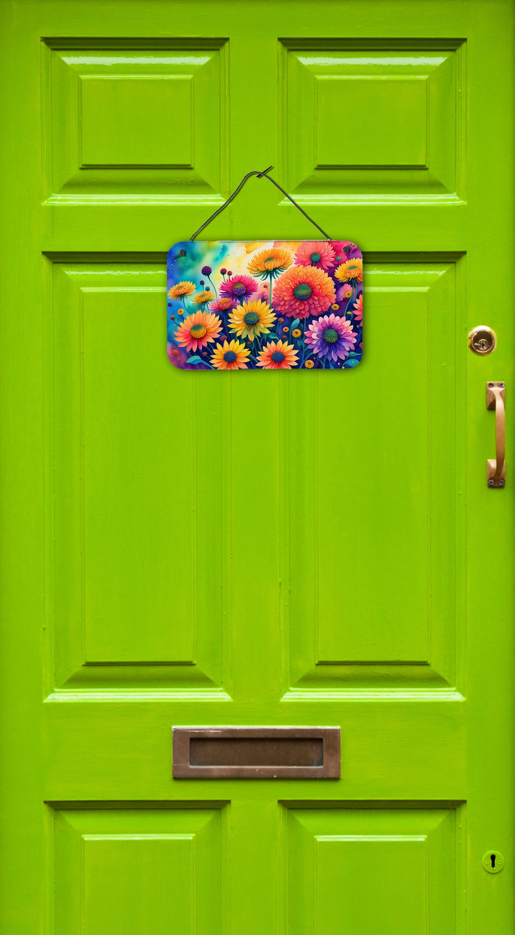 Chrysanthemums in Color Wall or Door Hanging Prints Aluminum Metal Sign Kitchen Wall Bar Bathroom Plaque Home Decor, 8HX12W, Multicolor