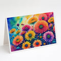Chrysanthemums in Color Greeting Cards Pack of 8 Blank Cards with Envelopes Whimsical A7 Size 5x7