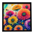 Chrysanthemums in Color Framed Metal Print Bathroom, Kitchen, Office, Home Decor Wall Art Ready to Hang, Square, 8X8