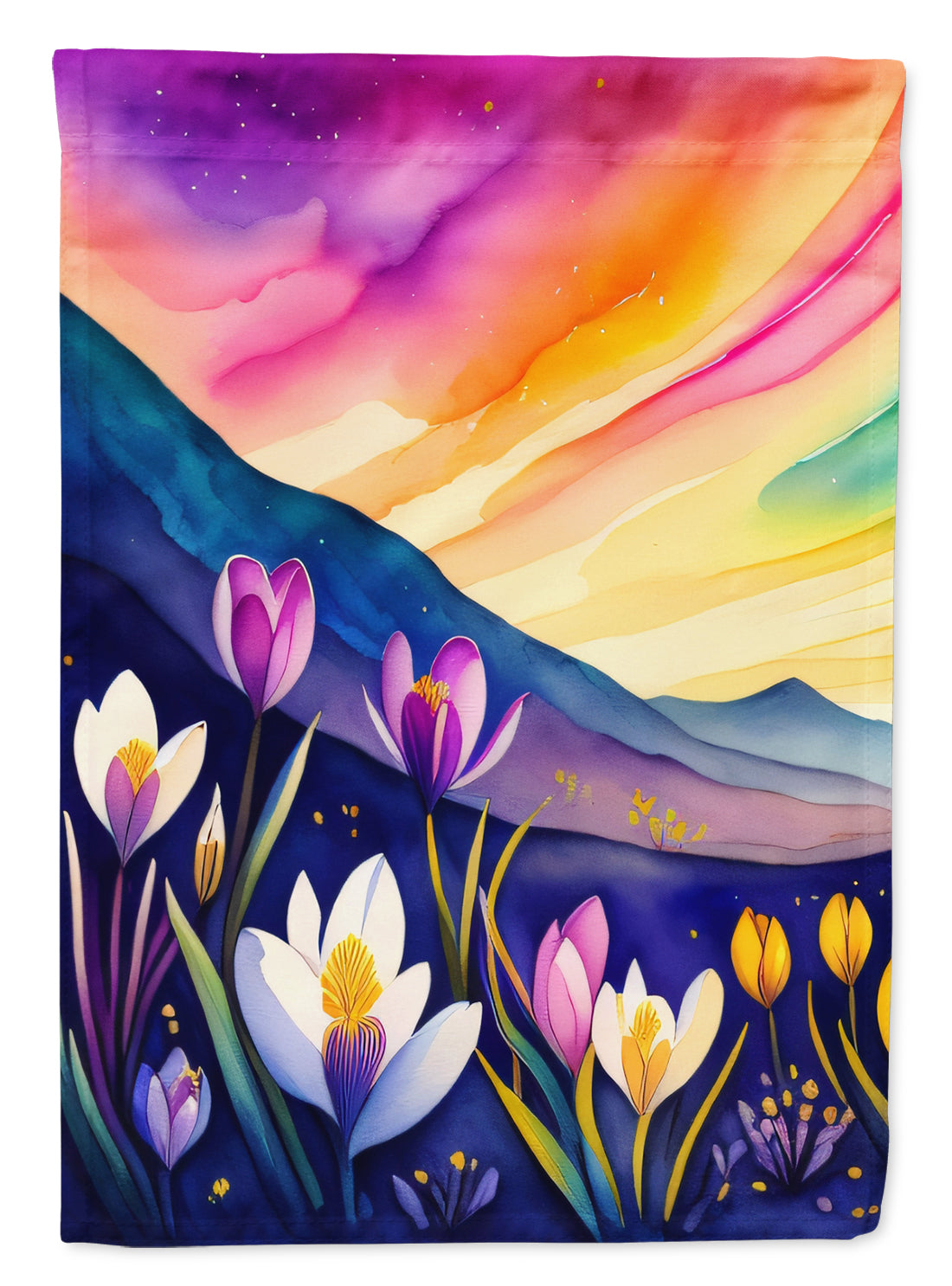 Crocus in Color House Flag 28x40 Porch Sleeve Pole Decorative Outside Yard Banner Artwork Wall Hanging, Polyester