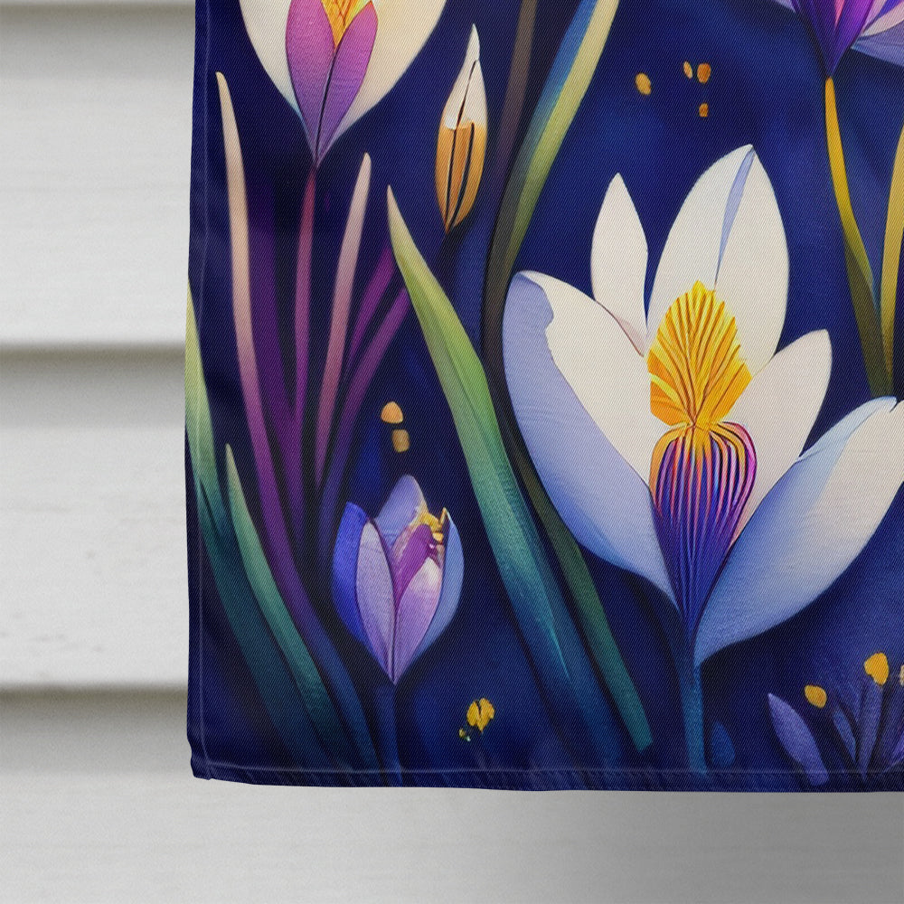 Crocus in Color House Flag 28x40 Porch Sleeve Pole Decorative Outside Yard Banner Artwork Wall Hanging, Polyester