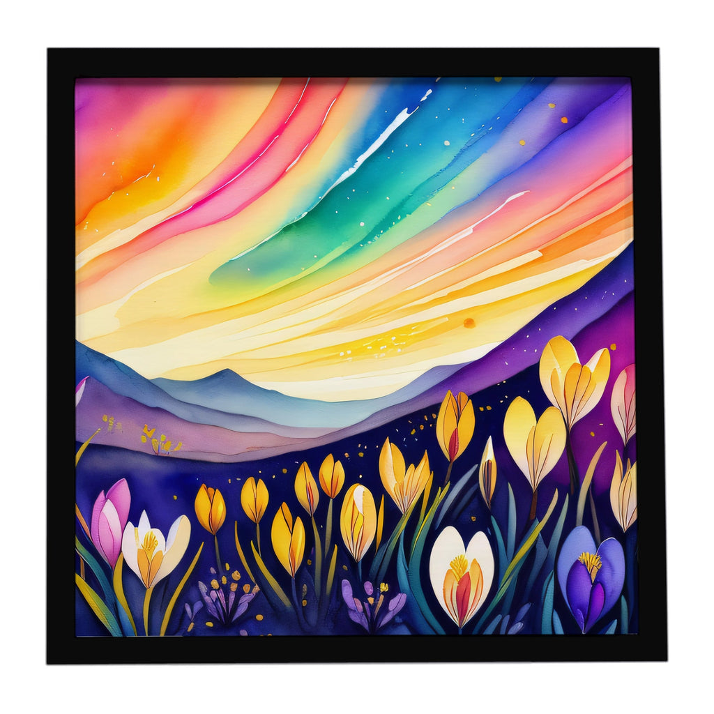 Crocus in Color Framed Metal Print Bathroom, Kitchen, Office, Home Decor Wall Art Ready to Hang, Square, 8X8