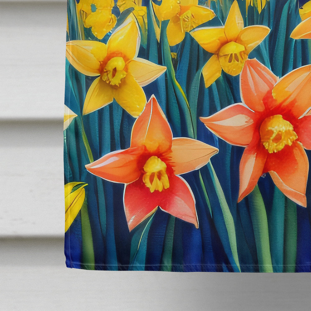Daffodils in Color House Flag 28x40 Porch Sleeve Pole Decorative Outside Yard Banner Artwork Wall Hanging, Polyester