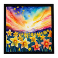 Daffodils in Color Framed Metal Print Bathroom, Kitchen, Office, Home Decor Wall Art Ready to Hang, Square, 8X8