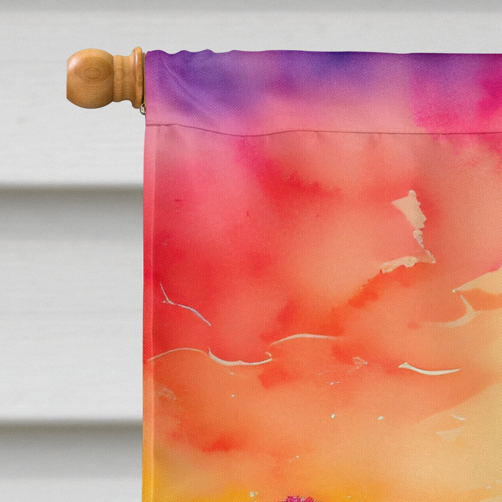 Dahlias in Color House Flag 28x40 Porch Sleeve Pole Decorative Outside Yard Banner Artwork Wall Hanging, Polyester