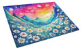 Daisies in Color Cutting Board Tempered Glass Kitchen Cutting Surface, Heat Resistant Chopping, Non-Slip Feet, Food Prep & Serving