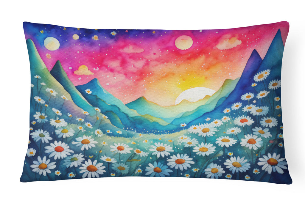 Daisies in Color Decorative Throw Pillow 12x16 Indoor Outdoor Accent Cushion, Fabric Cover with Insert for Sofa, Bed, Porch & Living Room